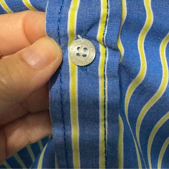 Nautica Blue and Yellow Striped Men's Long Sleeve button down Shirt XL - Picture 5 of 14